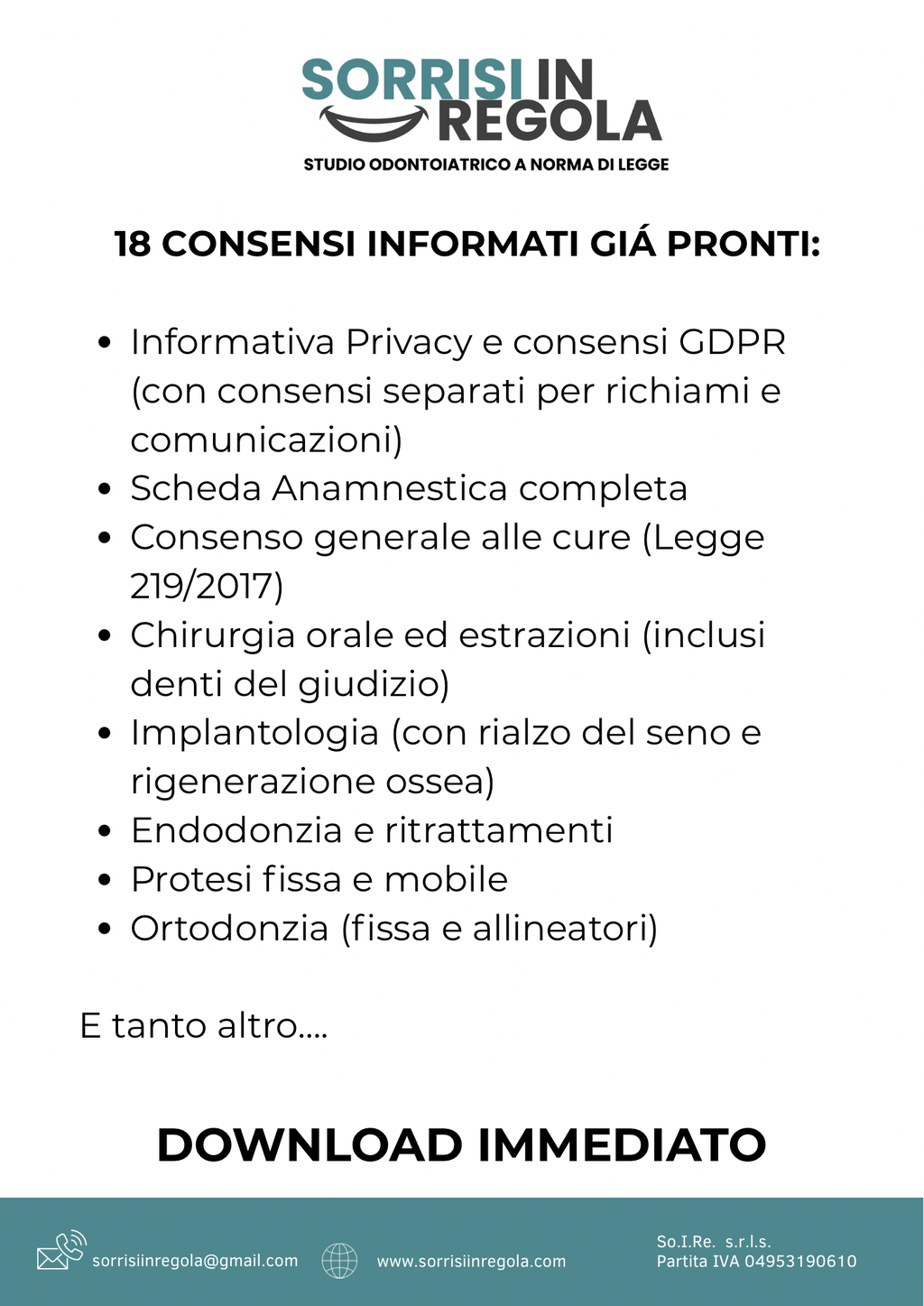 SORRISI IN REGOLA: KIT CONSENSI INFORMATI PRO