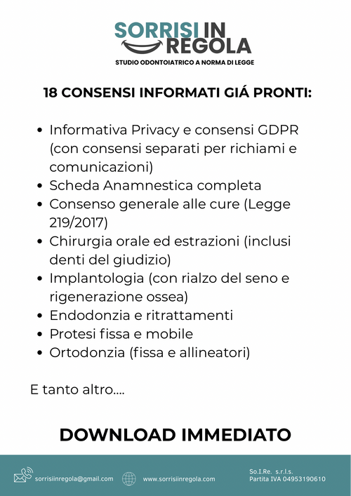 SORRISI IN REGOLA: KIT CONSENSI INFORMATI PRO
